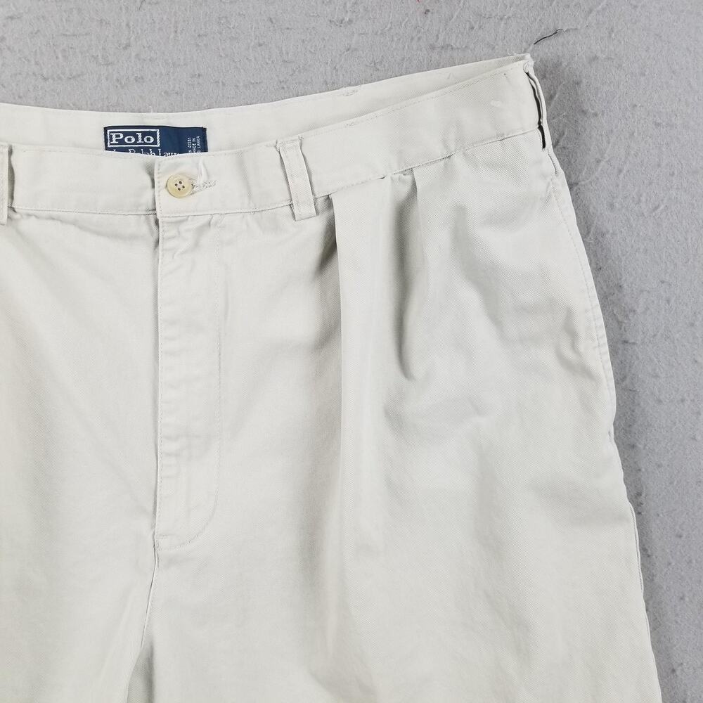Polo Ralph Lauren Shorts Mens 42 Khaki Pleated Chino Classic Fit Pony Logo - Picture 3 of 16